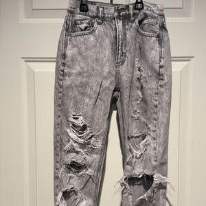 American Eagle Outfitters Light Gray Distressed Boyfriend Jeans